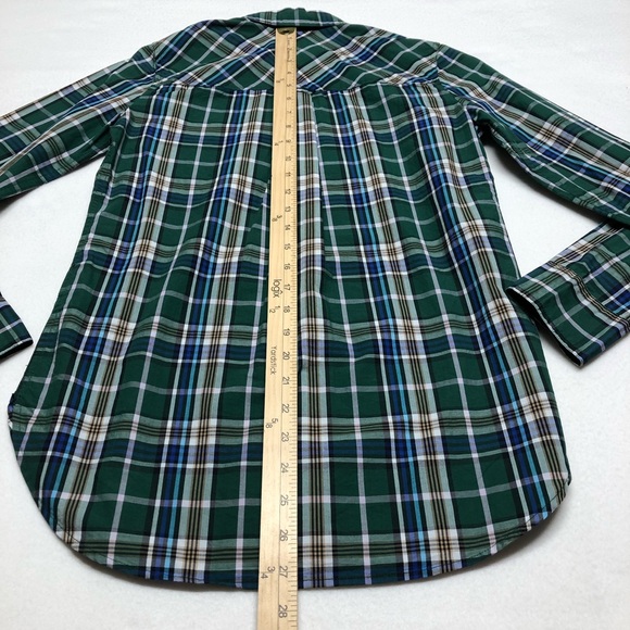 J Crew Shirt XS Womens Button Up Plaid Long Sleeve Blouse Green Casual Cotton - Picture 14 of 15
